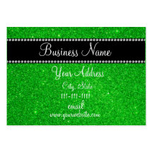 Green glitter bling business card template