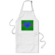 Green glitter monogram blue roses aprons