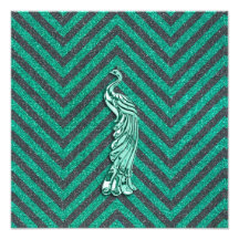 Green Glitter Peacock Art Photo
