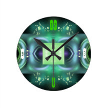 green glow bar round wallclock