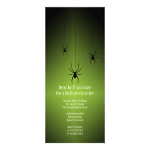 Green glow black spider Halloween invitation card