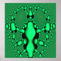 Green Glow Fractal Art Poster