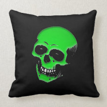 Green Glow Skull Pillow
