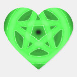 Green glowing pentacle heart sticker