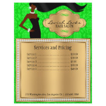 Green Gold Damask African American Salon Flyer