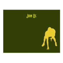 Green & Gold Football Invites Post Cards