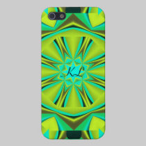 Green & Gold Kaleidoscope case with Monogram iphone cases