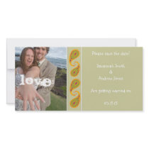 Green & Gold Paisley Save the Date  Your Photo