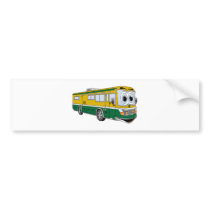 Green Gold RV Bus Camper Cartoon Bumper Sticker