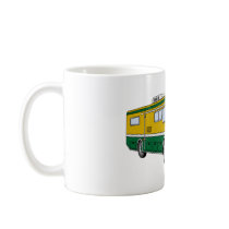 Green Gold RV Bus Camper Cartoon Coffee Mugs