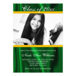 Green Gold Satin Photo Graduation Announcement