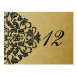 green gold table numbers postcards