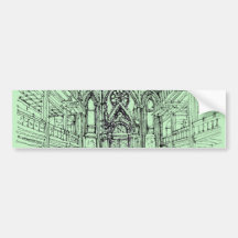 Green gothic Orensanz drawing Bumper Stickers