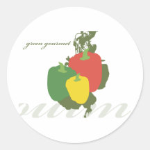 Green Gourmet Bell Pepper Round Stickers