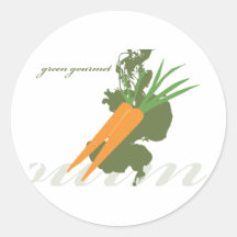 Green Gourmet Carrot Round Sticker