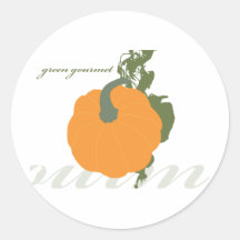 Green Gourmet Pumpkin Round Stickers
