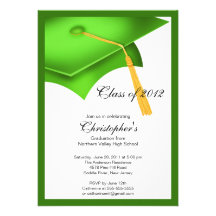 Green Grad Cap Graduation Party Invitation