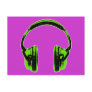 Green Graphic Headphones Post Card