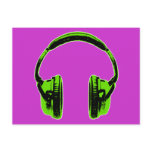 Green Graphic Headphones postcards