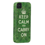 Green grass keep calm and carry on Case-Mate iPhone 4 cases