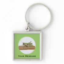 Green Grasshopper Cartoon Luggage & Laptop Tag Keychain
