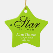 Green grey a star is born baby name announcement ornaments