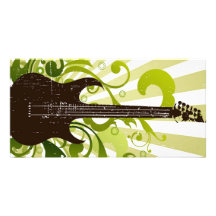 Green Grunge Guitar Photo Card Template