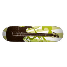 Green Grunge Guitar Skateboard Deck
