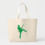 Green Guitar Player Silhouette Canvas Bag