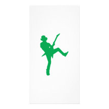 Green Guitar Player Silhouette Personalized Photo Card