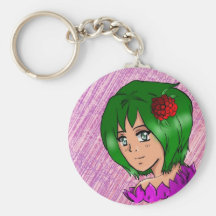 Green Hair Girl Key Chain