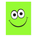 Green happy cartoon smiley face postcard