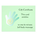 Green Healing Hand Gift Certificate Custom Announcements