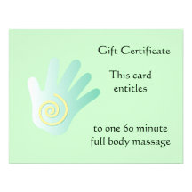 Green Healing Hand Gift Certificate Custom Announcements