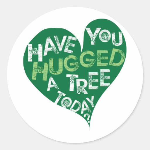 Green Heart (Hug a Tree) Round Stickers
