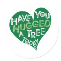Green Heart (Hug a Tree) Round Stickers