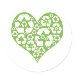 Green Heart Recycle Stickers