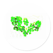 Green Heart Round Stickers
