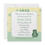 Green Heart Teddy Bear Baby Shower Invitation