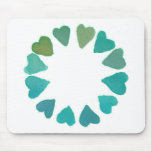green heart watercolour handpainted design mousepad