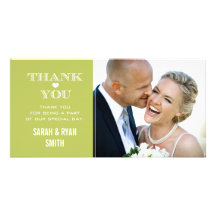 Green Heart Wedding Photo Thank You Cards Picture Card