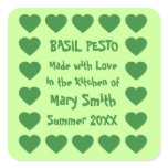 Green Hearts Custom Canning Labels Square Stickers