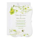 Green Hibiscus Swirl & Swallows Wedding Invite