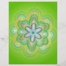 Green Hippie Flower vector blues oranges white Full Color Flyer