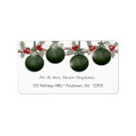 Green Holly Ornaments Personalized Address Labels
