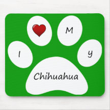 Green I Love My Chihuahua Mouse Pad