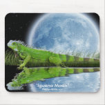 Green Iguana & Moon Wildlife Art Mousemat Mouse Pads