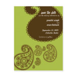 Green Indian Save the Date postcards