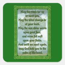 Green Irish Blessing Square Stickers