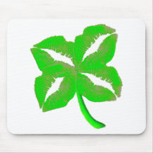 Green Irish Lips Mousepads
